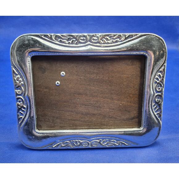Vtg Arte Giancarlo Honduras Pewter Picture Frame Botanical Theme Wood Back 8x6" - Picture 2 of 8